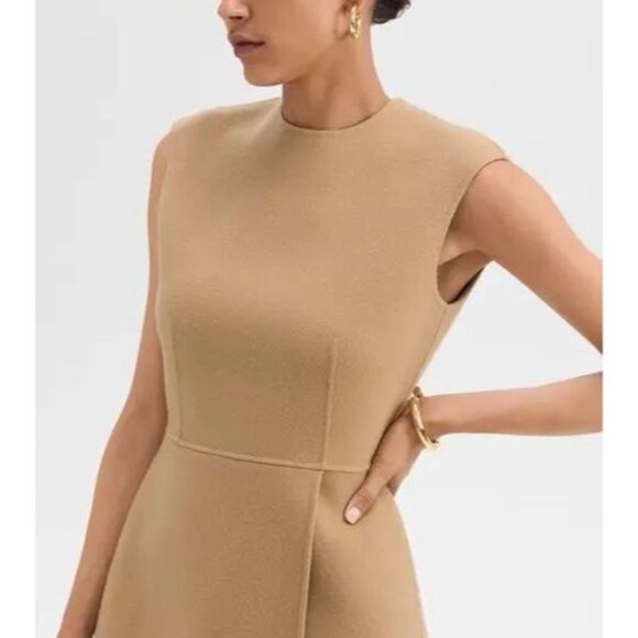 Theory $495 Camel Wool Cashmere Dress Size 12 NWT - Picture 4 of 10